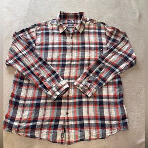 🔥The North Face Shirt Mens Size 2XL Plaid Long Sleeve Cotton Western Button Up